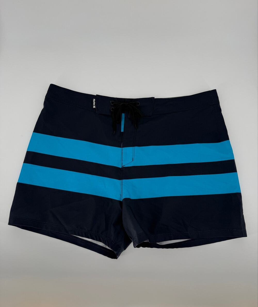 Hurley Phantom Block Party Mens 34 Navy Blue Stripe Board Shorts Swim Trunks